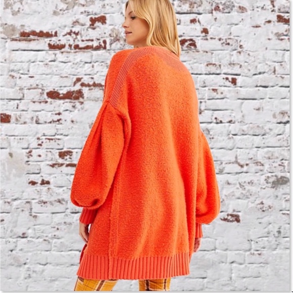 SOLD Free People Snow Drop Orange Cardigan - Picture 2 of 3